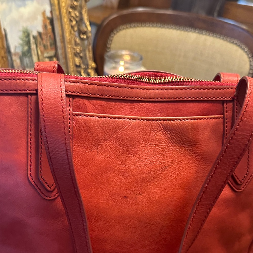 Fossil Cherry Red Leather Tote - Picture 10 of 12